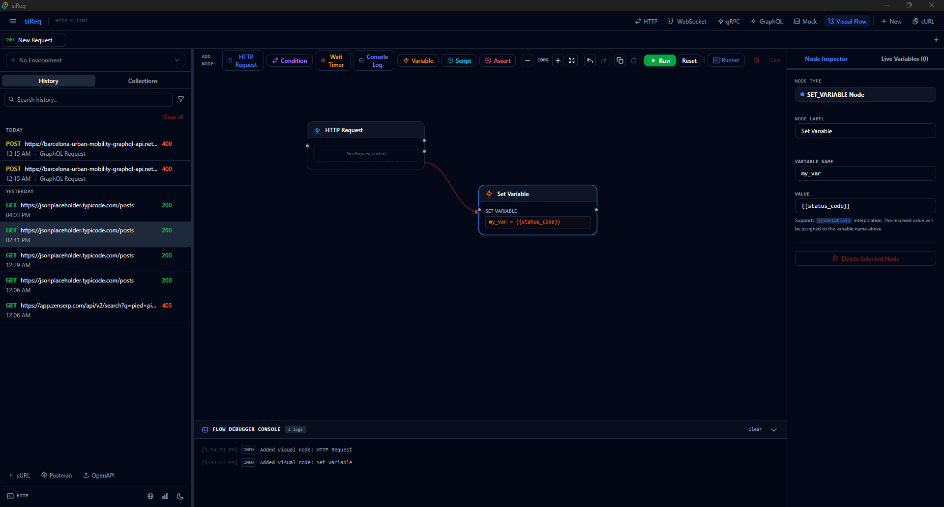 siReq Visual Request Flow Graph Editor