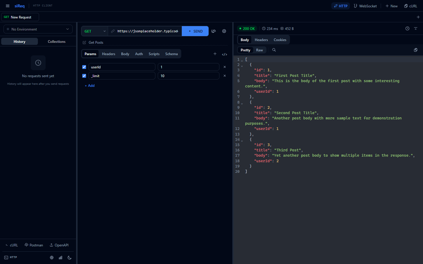 siReq API Client UI Screenshot