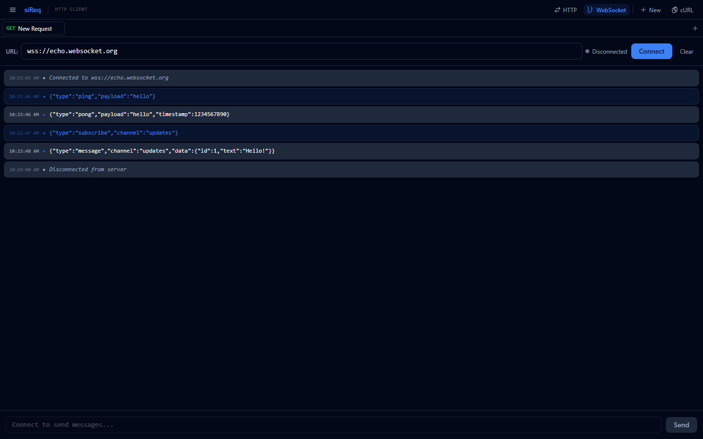 siReq WebSocket Stream Client